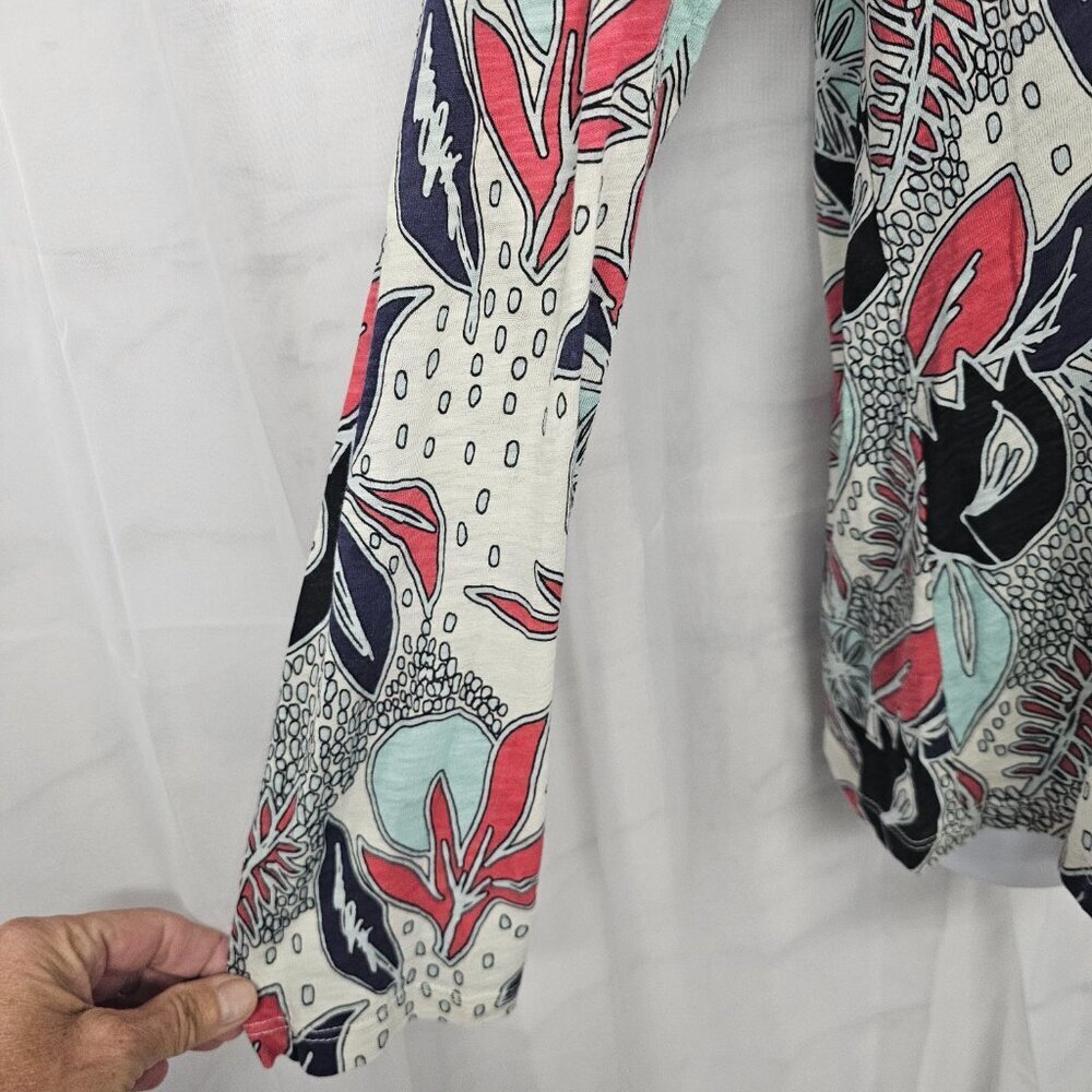 Stateside Blue Red Long Sleeve Tee Shirt Floral Artsy Boho XL - Picture 3 of 10